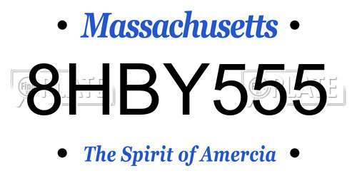 8HBY555 Massachusetts License Plate