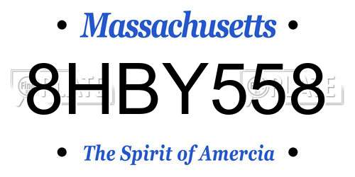 8HBY558 Massachusetts License Plate