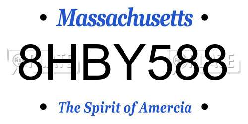 8HBY588 Massachusetts License Plate