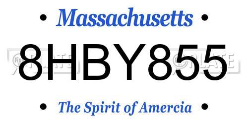 8HBY855 Massachusetts License Plate