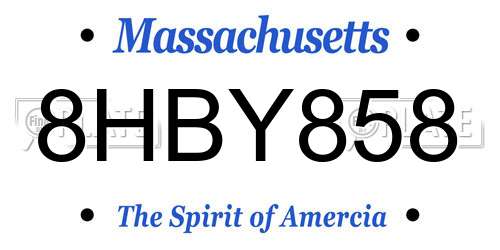 8HBY858 Massachusetts License Plate
