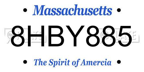 8HBY885 Massachusetts License Plate