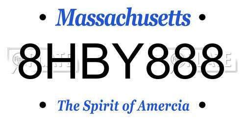 8HBY888 Massachusetts License Plate