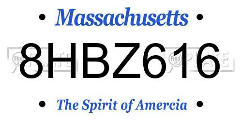8HBZ616 Massachusetts License Plate
