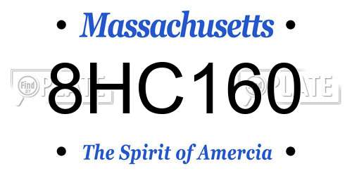 8HC160 Massachusetts License Plate