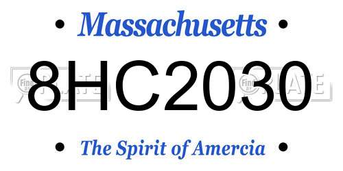 8HC2030 Massachusetts License Plate