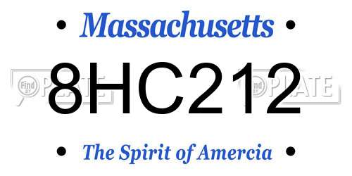 8HC212 Massachusetts License Plate