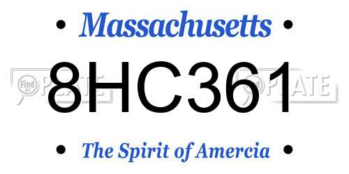 8HC361 Massachusetts License Plate
