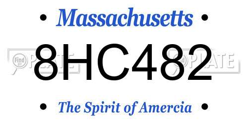 8HC482 Massachusetts License Plate