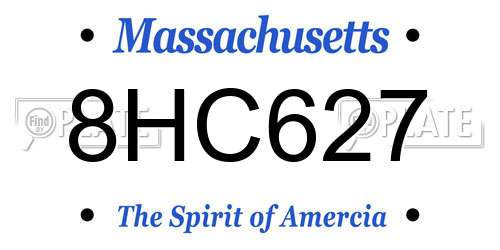 8HC627 Massachusetts License Plate