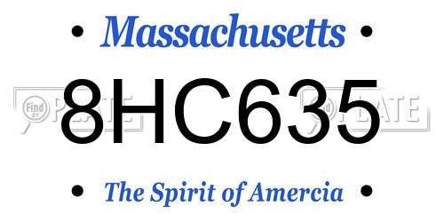 8HC635 Massachusetts License Plate