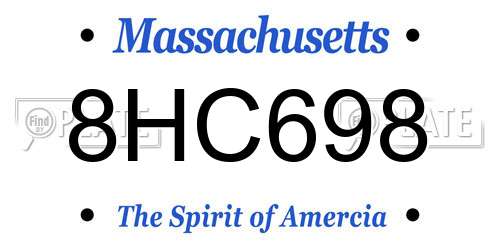 8HC698 Massachusetts License Plate