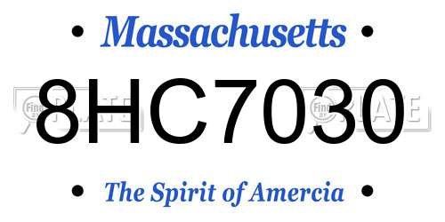 8HC7030 Massachusetts License Plate