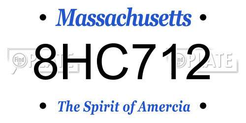 8HC712 Massachusetts License Plate