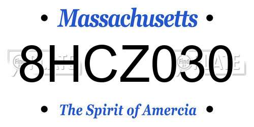 8HCZ030 Massachusetts License Plate