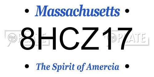8HCZ17 Massachusetts License Plate