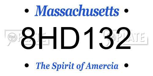 8HD132 Massachusetts License Plate