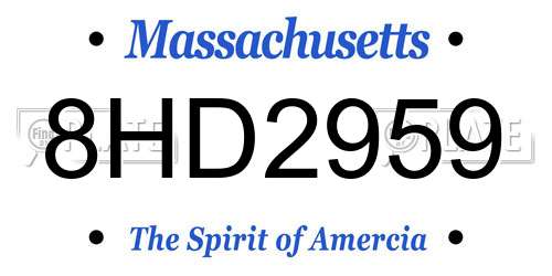 8HD2959 Massachusetts License Plate