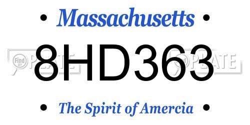8HD363 Massachusetts License Plate