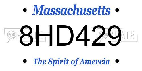 8HD429 Massachusetts License Plate
