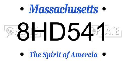 8HD541 Massachusetts License Plate