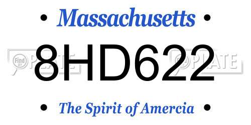 8HD622 Massachusetts License Plate