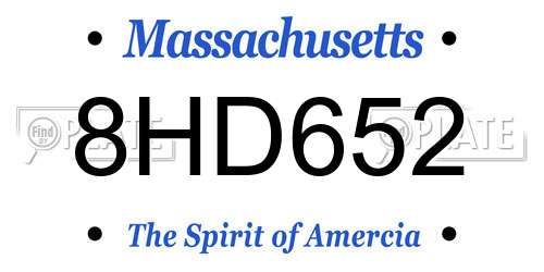 8HD652 Massachusetts License Plate