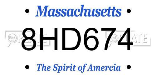 8HD674 Massachusetts License Plate