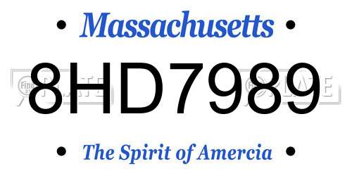8HD7989 Massachusetts License Plate