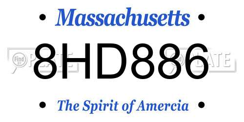 8HD886 Massachusetts License Plate