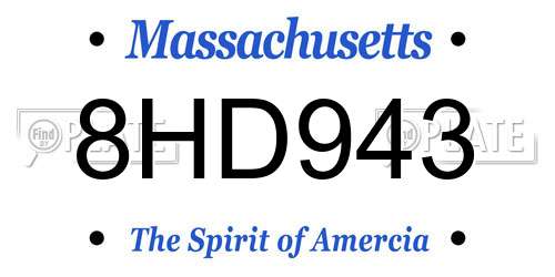 8HD943 Massachusetts License Plate