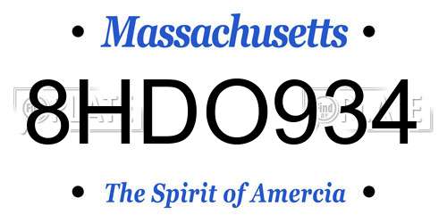8HDO934 Massachusetts License Plate