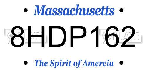 8HDP162 Massachusetts License Plate