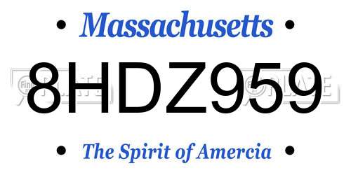 8HDZ959 Massachusetts License Plate