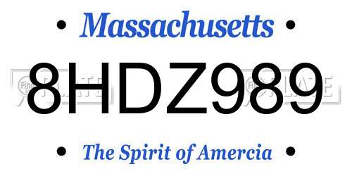 8HDZ989 Massachusetts License Plate