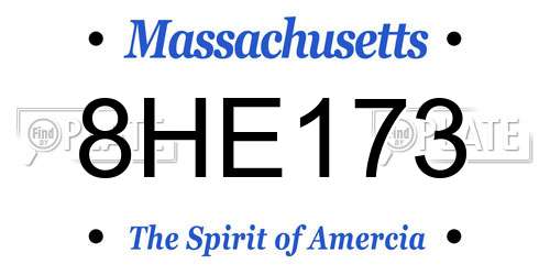 8HE173 Massachusetts License Plate