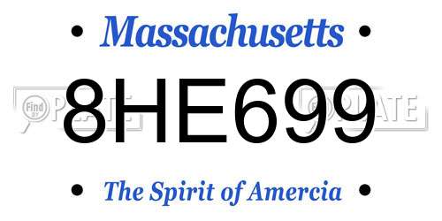 8HE699 Massachusetts License Plate