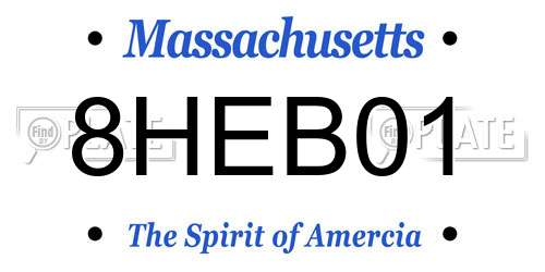8HEB01 Massachusetts License Plate