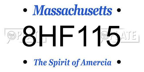 8HF115 Massachusetts License Plate