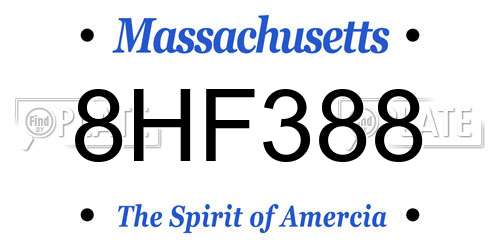 8HF388 Massachusetts License Plate