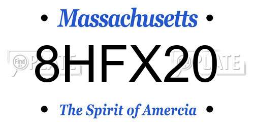 8HFX20 Massachusetts License Plate