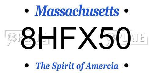 8HFX50 Massachusetts License Plate