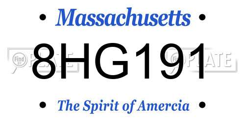 8HG191 Massachusetts License Plate