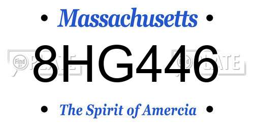 8HG446 Massachusetts License Plate