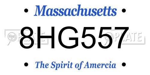 8HG557 Massachusetts License Plate