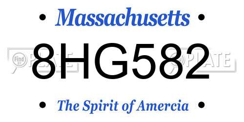 8HG582 Massachusetts License Plate