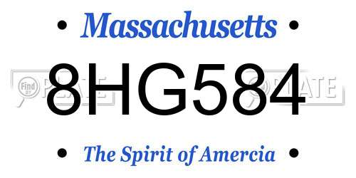 8HG584 Massachusetts License Plate
