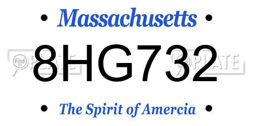 8HG732 Massachusetts License Plate