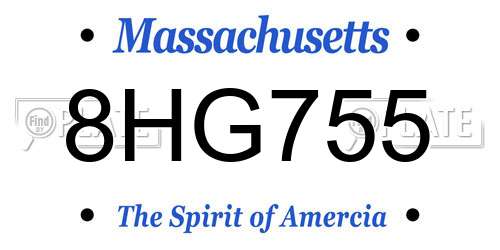 8HG755 Massachusetts License Plate