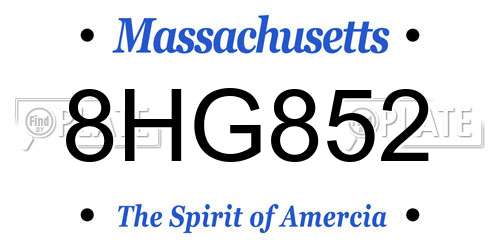 8HG852 Massachusetts License Plate